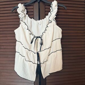 Black and White Bow Ruffle Tank